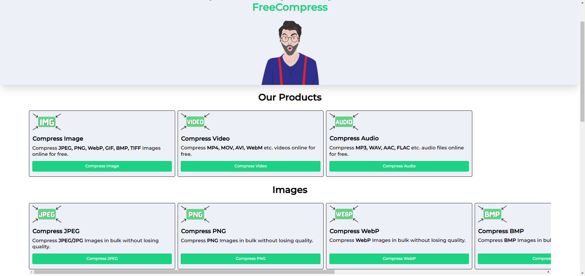 FreeCompress – 免费在线压缩网站 支持图像、视频、音频、文档、代码文件等压缩